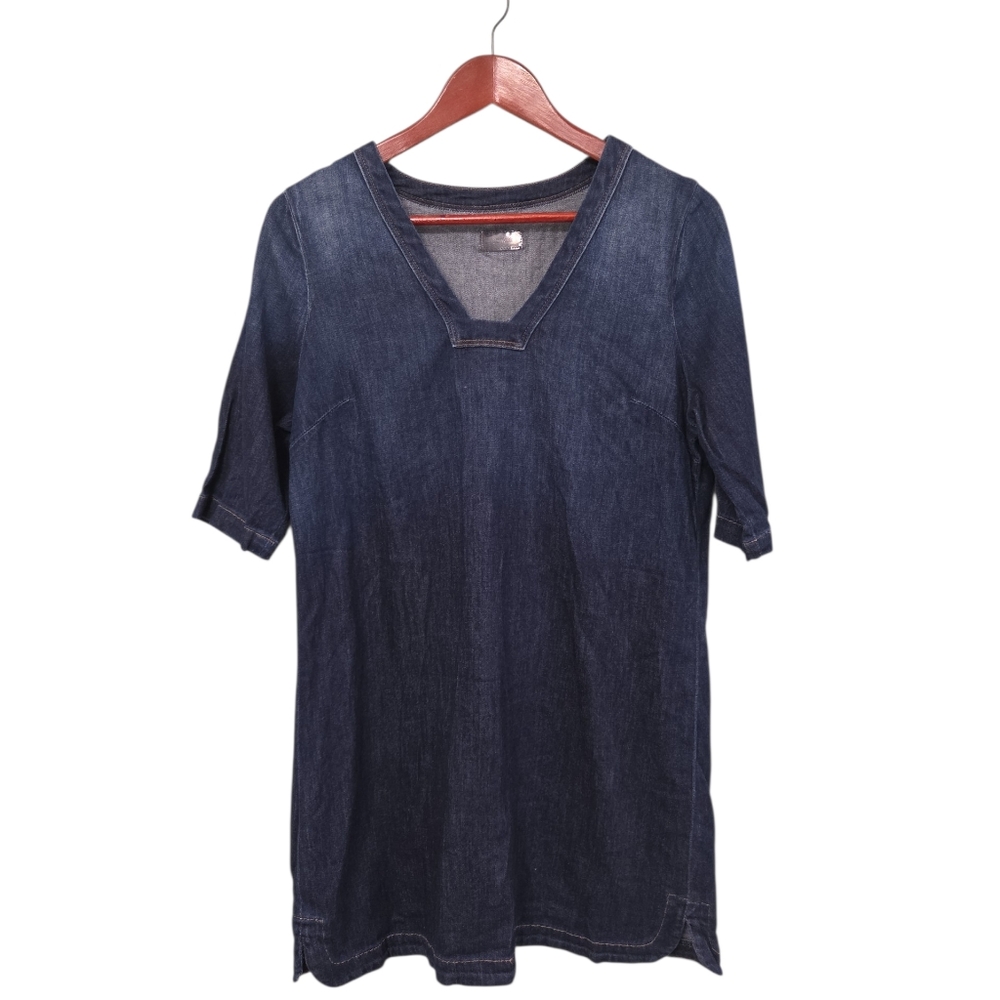 MOTHER The Tunic Dress Women's Large Coastal Denim Summer Resort Cruise - Picture 2 of 13